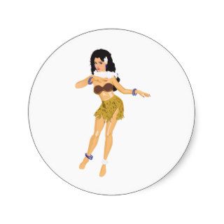 Hula Girl Round Sticker