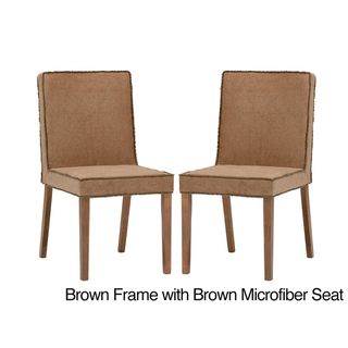 Stripp Brown Microfiber Modern Dining Chairs (Set of 2) Baxton Studio Dining Chairs