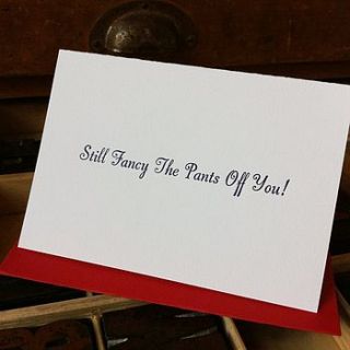 letterpress valentine's card fancy pants by little red press