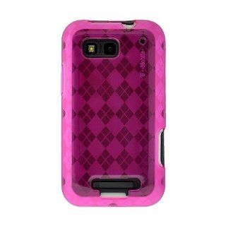 Amzer Luxe Argyle High Gloss TPU Soft Gel Skin Case for Motorola DEFY MB525   Hot Pink Cell Phones & Accessories