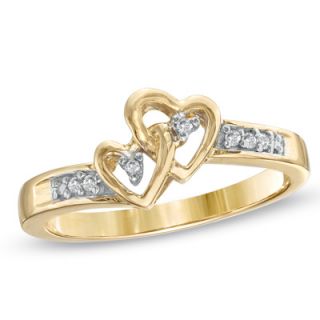 Diamond Accent Double Heart Promise Ring in 10K Gold   Zales