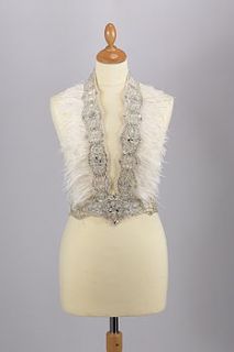 beaded and feather waistcoat by timeless couture