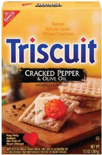 Triscuit Cracked Pepper & Olive Oil, 9.5 Ounce Boxes (Pack of 12)  Wheat Crackers  Grocery & Gourmet Food