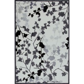 Transitional Floral Pattern Gray/ Black Rug (9 X 12)