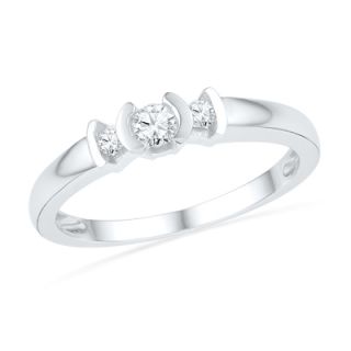 CT. T.W. Diamond Three Stone Promise Ring in 10K White Gold