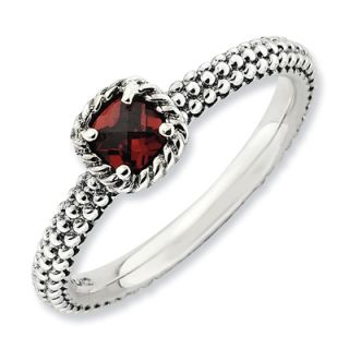 Stackable Expressions™ 4.0mm Cushion Cut Garnet Ring in Sterling