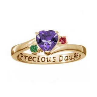 18K Gold Plate My Precious Daughter Simulated Birthstone Ring (3