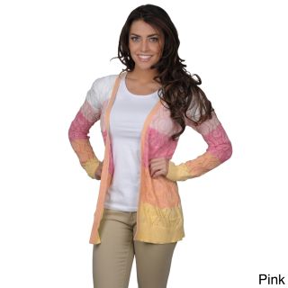 Journee Collection Spense Knits Womens Multi color Long Sleeve Open Front Cardigan Pink Size M (8  10)