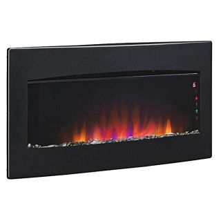 Style Selections 33.62 in W 1,350 BTU Black Metal Wall Mount Electric Fireplace with Thermostat and Remote Control