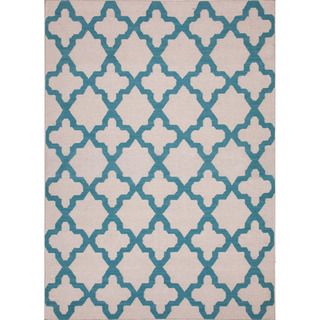 Handmade Simple Flat weave Geometric pattern Blue Rug (36 X 56)