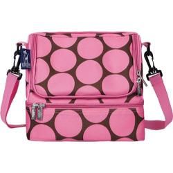 Childrens Wildkin Double Decker Lunch Bag Big Dots Hot Pink