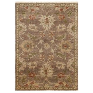 Hand knotted Beige/ Brown Floral Pattern Wool Rug (5 X 8)