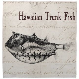 Vintage 1800s Hawaiian Trunk Fish Illustration Cloth Napkins