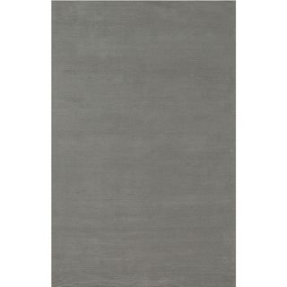 Hand loomed Solid pattern Gray Wool/ Silk Rug (36 X 56)