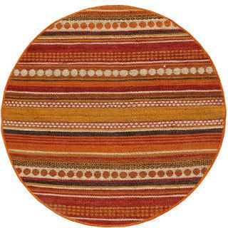 Hand woven Sindhi Rust Jute Round Rug (8 X 8)