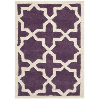 Handmade Moroccan Purple Pure Wool Rug (2 X 3)
