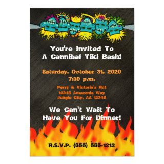 Cannibal Tiki Bash Headhunter Style Party   Personalized Invite