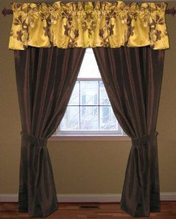 Shop 6 Piece Set Trisage Drapes Lime Green Leaves Valance with Brown Panel at the  Home Dcor Store. Find the latest styles with the lowest prices from BEDnLINENS