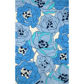 Nuloom Hand tufted Floral Synthetics Blue Rug (8 6 X 11 6)