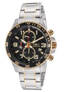 Invicta 14876  Watches,Mens Specialty Chronograph Black Dial Stainless Steel & 18K Gold Plated Stainless Steel, Chronograph Invicta Quartz Watches