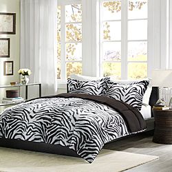 Jla Home Comfort Classic Zebra Twin size 2 piece Down Alternative Comforter And Sham Set Black Size Twin