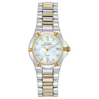 Ladies Citizen Eco Drive™ Riva Two Tone Watch with Mother of Pearl