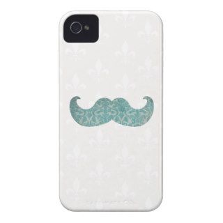 Blue Mustache   Vintage Damask iPhone 4 Covers
