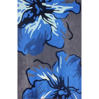 Nuloom Hand tufted Floral Synthetics Blue Rug (8 6 X 11 6)