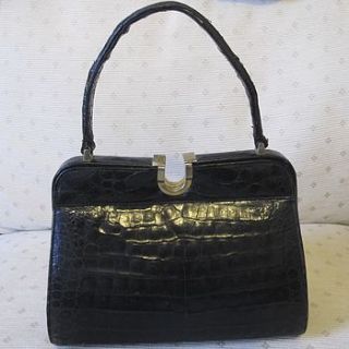 vintage crocodile skin handbag by ava mae designs
