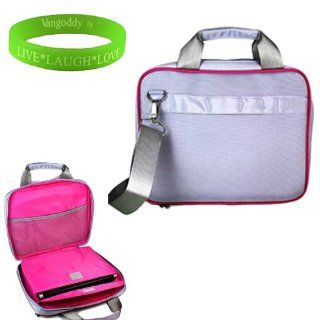13 inch Lilac PURPLE with Pink trim Laptop Bag for the Samsung Series 5 NP530U3BI Ultrabook with pencil and cell phone pockets. Detachable Shoulder strap and shock absorbent padding to prevent minor damages to your ultrabook + Vangoddy Live Laugh Love Brac