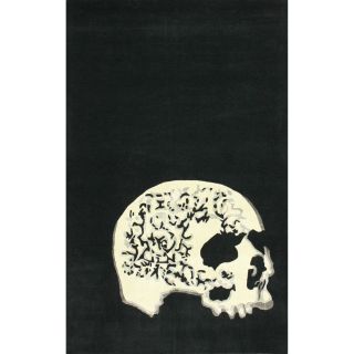 Nuloom Handmade Wool Modern Skeleton Skull Black Rug (4 X 6)