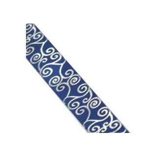 Royal Blue with Silver Swirls 5/8" Rococo Satin Ribbon   10 yard spool  Other Products  