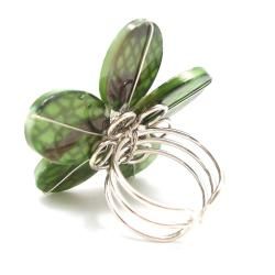 Green Mother of Pearl Flower Ring (Thailand) Rings