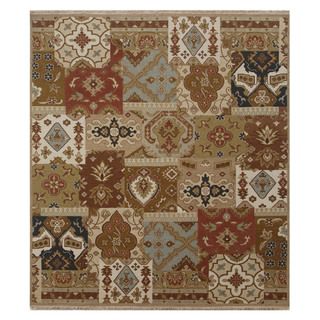 Hand knotted Gold Oriental Pattern Wool Rug (8 X 10)