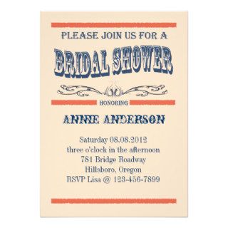 vintage oldwest country Bridal Shower Invitations