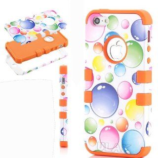 Hanicase (TM) Rainbow Bubbles Hybrid Impact 3 layer Case Cover For iPhone 5 5G Orange Cell Phones & Accessories