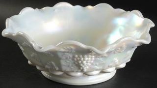 Westmoreland Paneled Grape Milkglass Mother Of Pearl Crimped Bowl   Milk Glass,