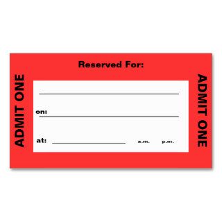 "Admit One Ticket" Business Card