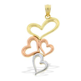 Floating Hearts Necklace Charm in 10K Tri Tone Gold   Zales