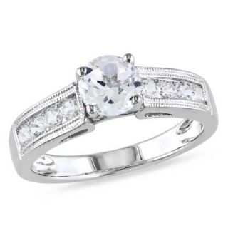 0mm Lab Created White Sapphire Engagement Ring in Sterling Silver