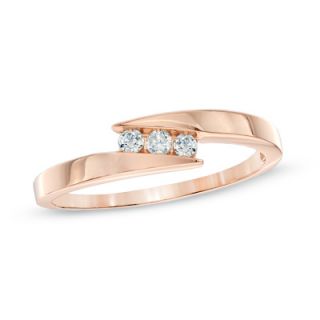 10 CT. T.W. Diamond Three Stone Bypass Ring in 10K Rose Gold   Zales