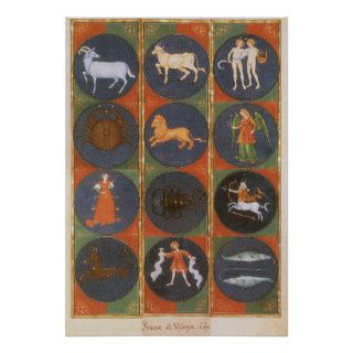 Vintage Astrology, Celestial Zodiac Chart, 1475 Print