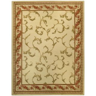 Pasha Collection Floral Traditional Ivory Red Area Rug (5'3 x 6'11) 5x8   6x9 Rugs