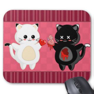 Creepy Cute Kawaii Kitty Valentine Mousepad