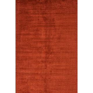 Hand loomed Solid Pattern Red/ Orange Silk Rug (2 X 3)
