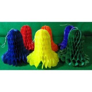 Bulk Buys 6 inch Assorted Tissue Bells   Pack of 7   Christmas Decor