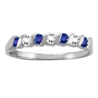 Stackable Seven Simulated Birthstone Band in 10K White or Yellow Gold