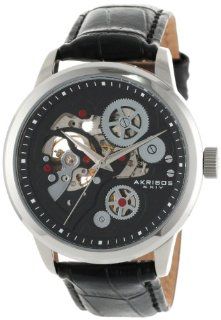 Akribos XXIV Men's AK538BK Mechanical Skeleton Leather Strap Watch Akribos XXIV Watches