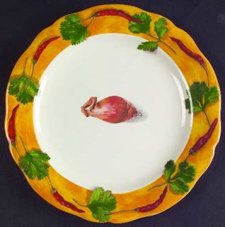 Gien Poivre Et Sel Yellow Salad/Dessert Plate, Fine China Dinnerware   Vegetable