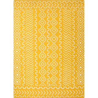 Handmade Flat weave Yellow Tribal pattern Area Rug (36 X 56)